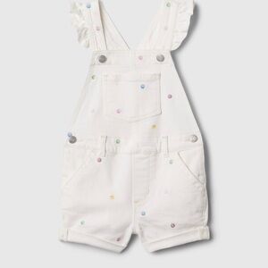 🤍 GAP Kids White Embroidered Dot Shortalls – Girls Size 5